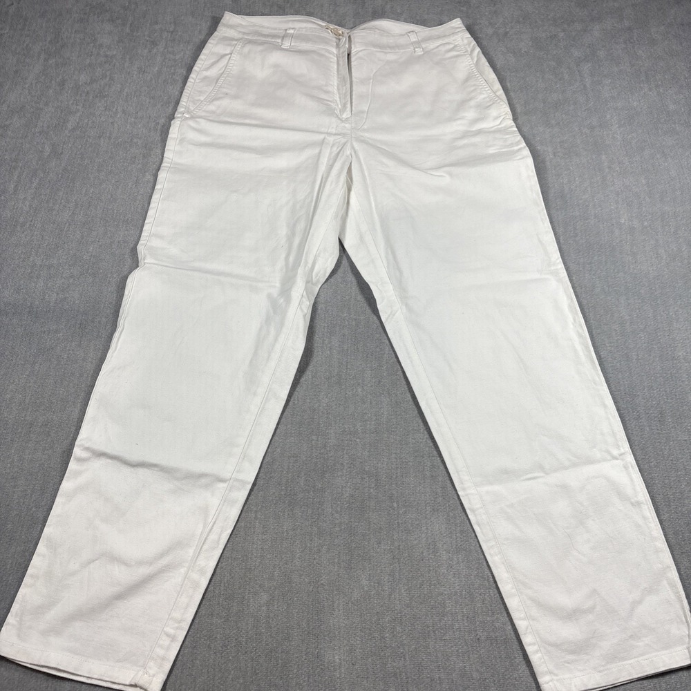 Eileen Fisher White Ankle Pants Womens Organic Cotton Hemp Stretch Size 10